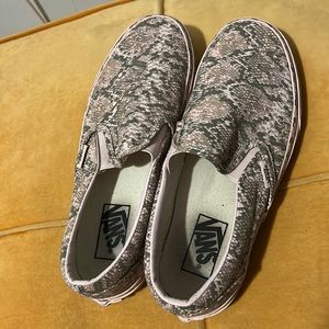 Pink Snakeskin Vans Slip-Ons